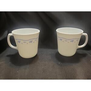 Vintage 2 Coffee Cup Corelle Corning Ware Morning Blue Tea Cups Microwave Safe.